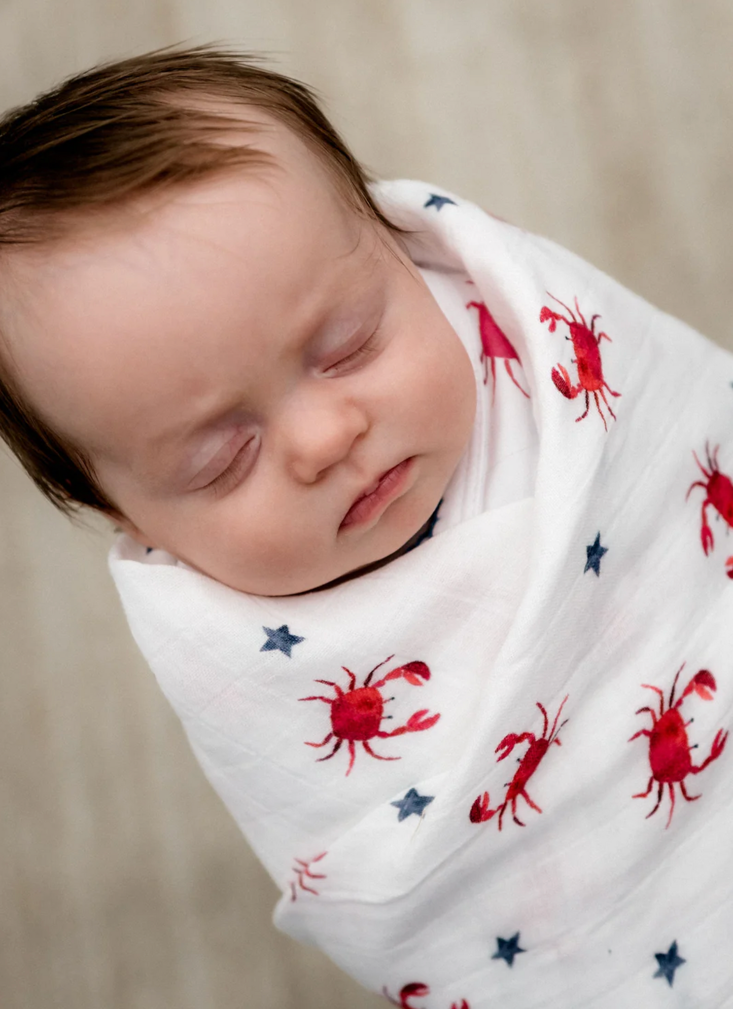 Muslin Swaddle Blanket, Red Crabs