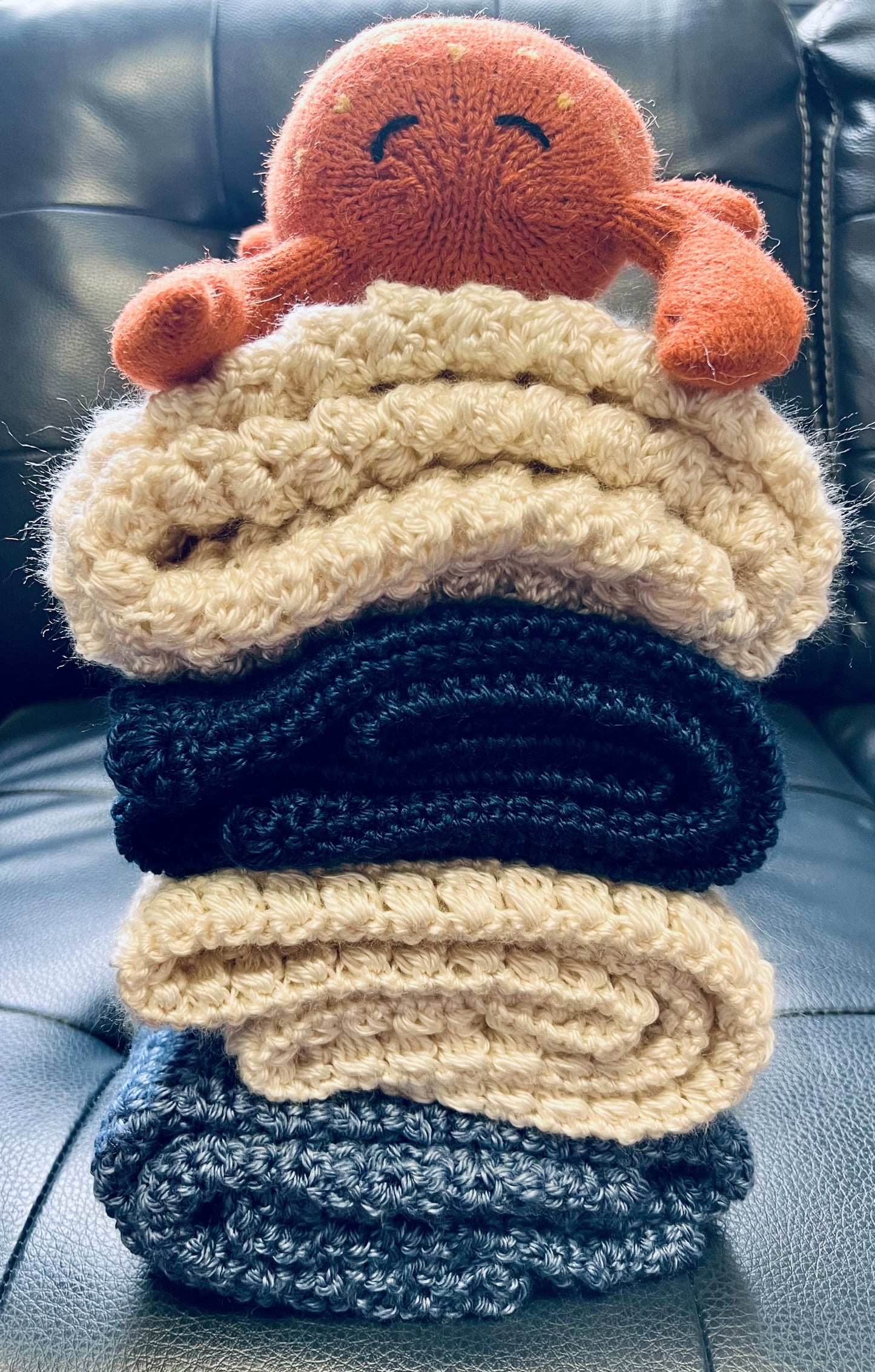 Handmade Crochet Baby Blanket - Medium Blue