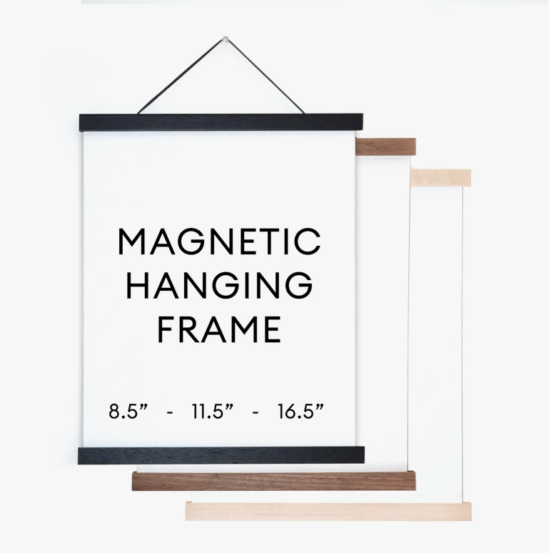 Vintage Botanical Seaweed Algae Print with Natural Magnetic Frame