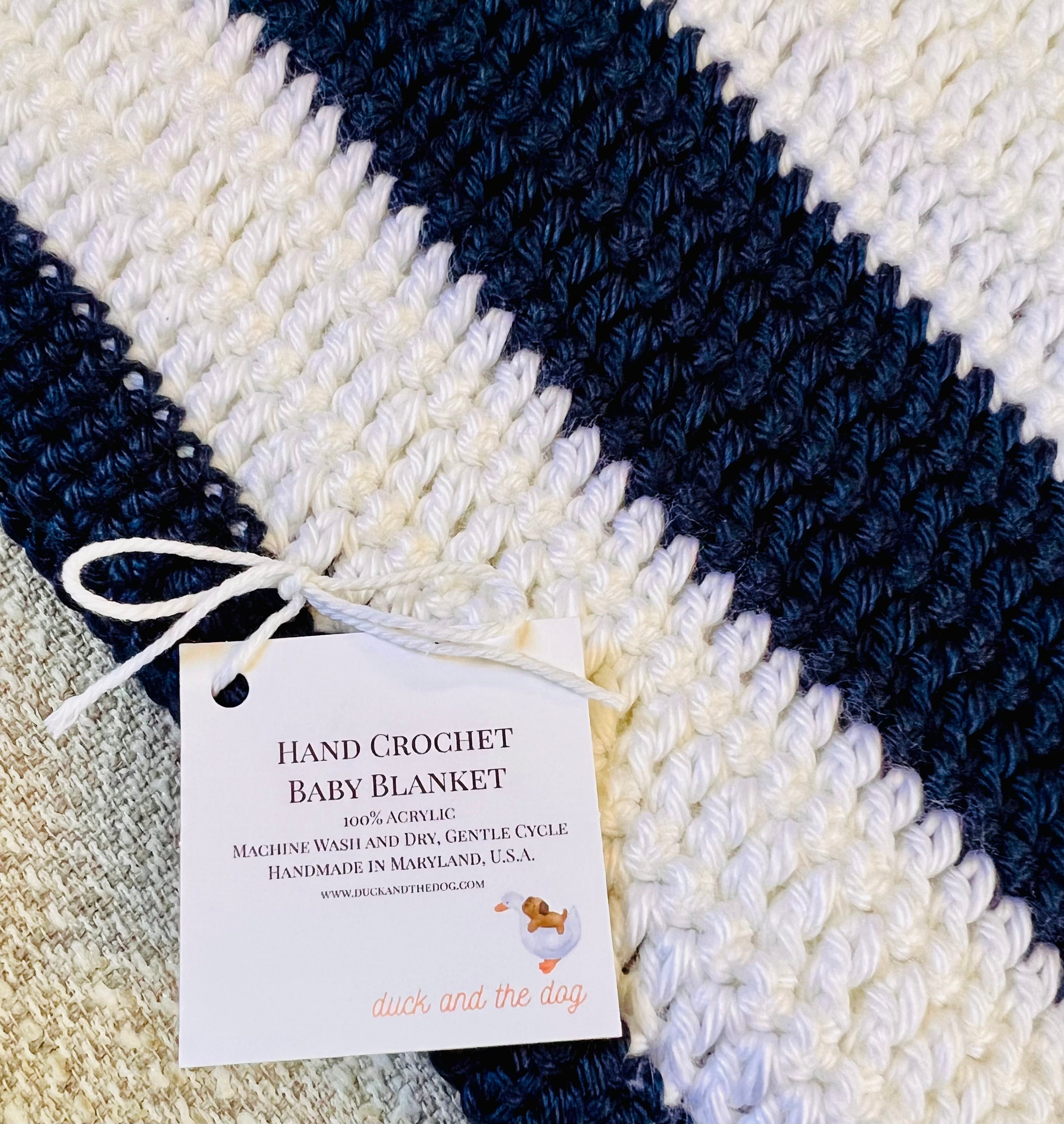 Navy and white baby on sale blanket