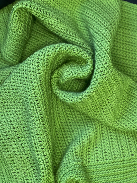 Handmade Crochet Baby Blanket - Grass Green
