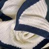Handmade Crochet Baby Blanket, Snow White with Navy Border