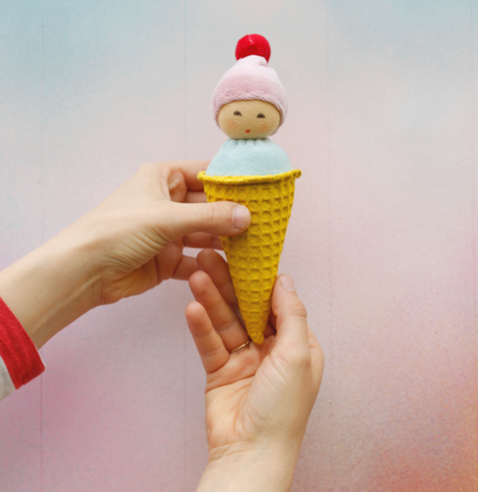 Nanchen Natur Organic Baby Rattle Doll - Ice Cream Cone