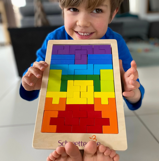 Wooden Tetris Puzzle, Montessori Brain Teaser Toy, Stem Game