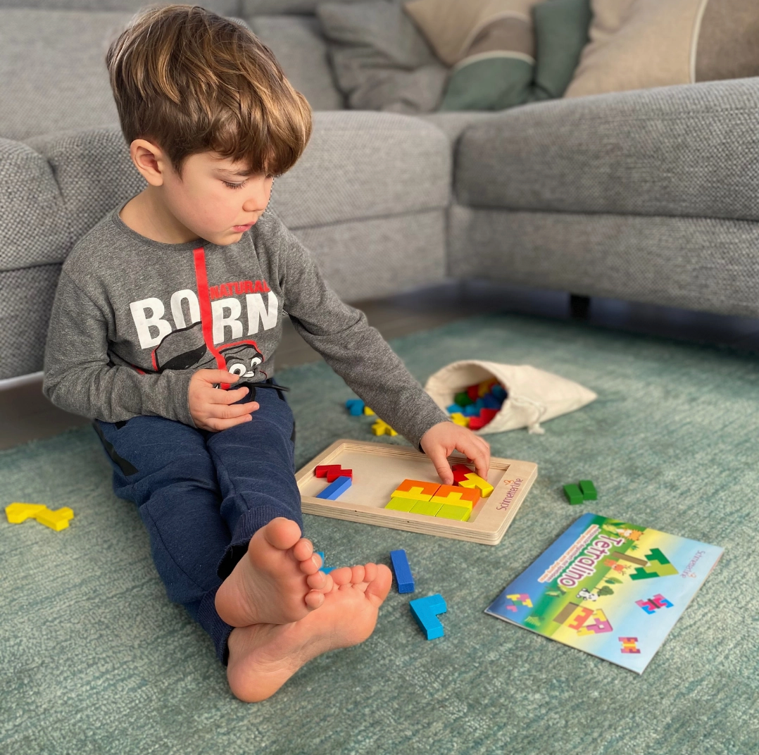 Wooden Tetris Puzzle, Montessori Brain Teaser Toy, Stem Game