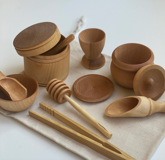 Montessori Waldorf Wooden Sensory Bin Tool Kit