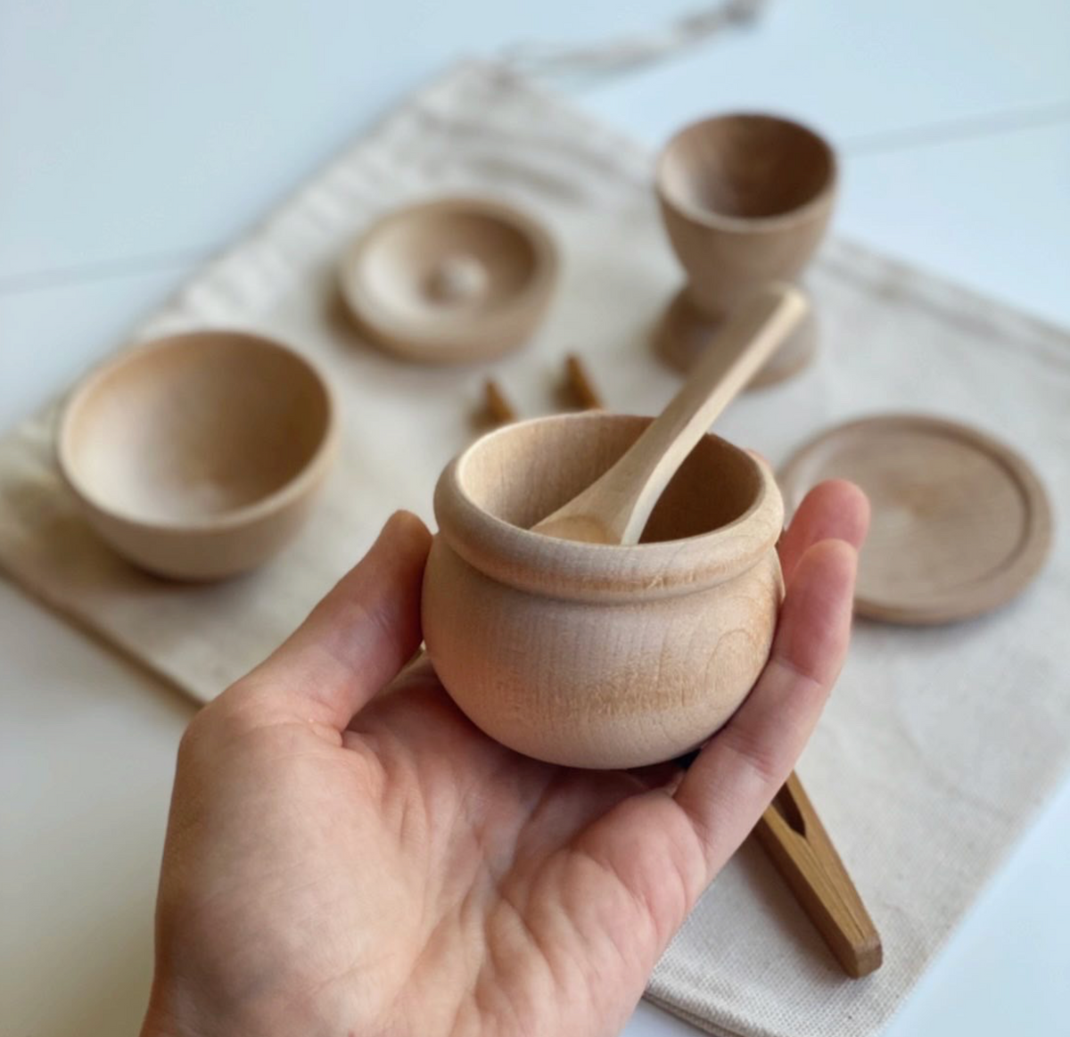 Montessori Waldorf Wooden Sensory Bin Tool Kit