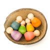 Light Baby Nins Play Set – 6 Wooden Figures & Coconut Shell