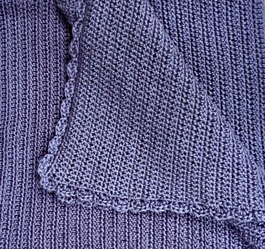 Handmade Crochet Baby Blanket - Medium Blue