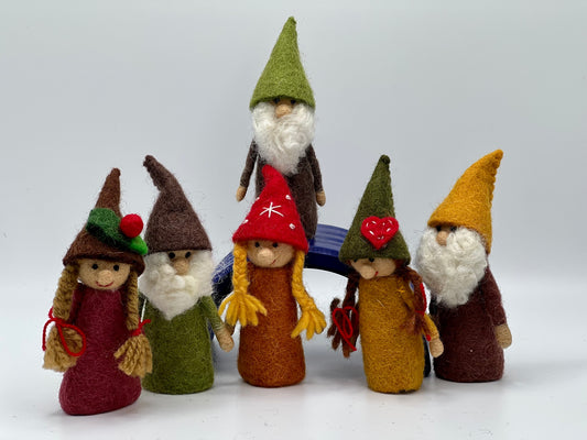 Wool Felt Finger Puppets - Gnomes